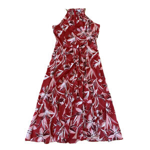 Bar III Red Print Flowy Halter Dress Size Small